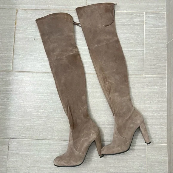 Stuart Weitzman Highland Boots in Light Gray/Taupe 6 - Picture 10 of 10